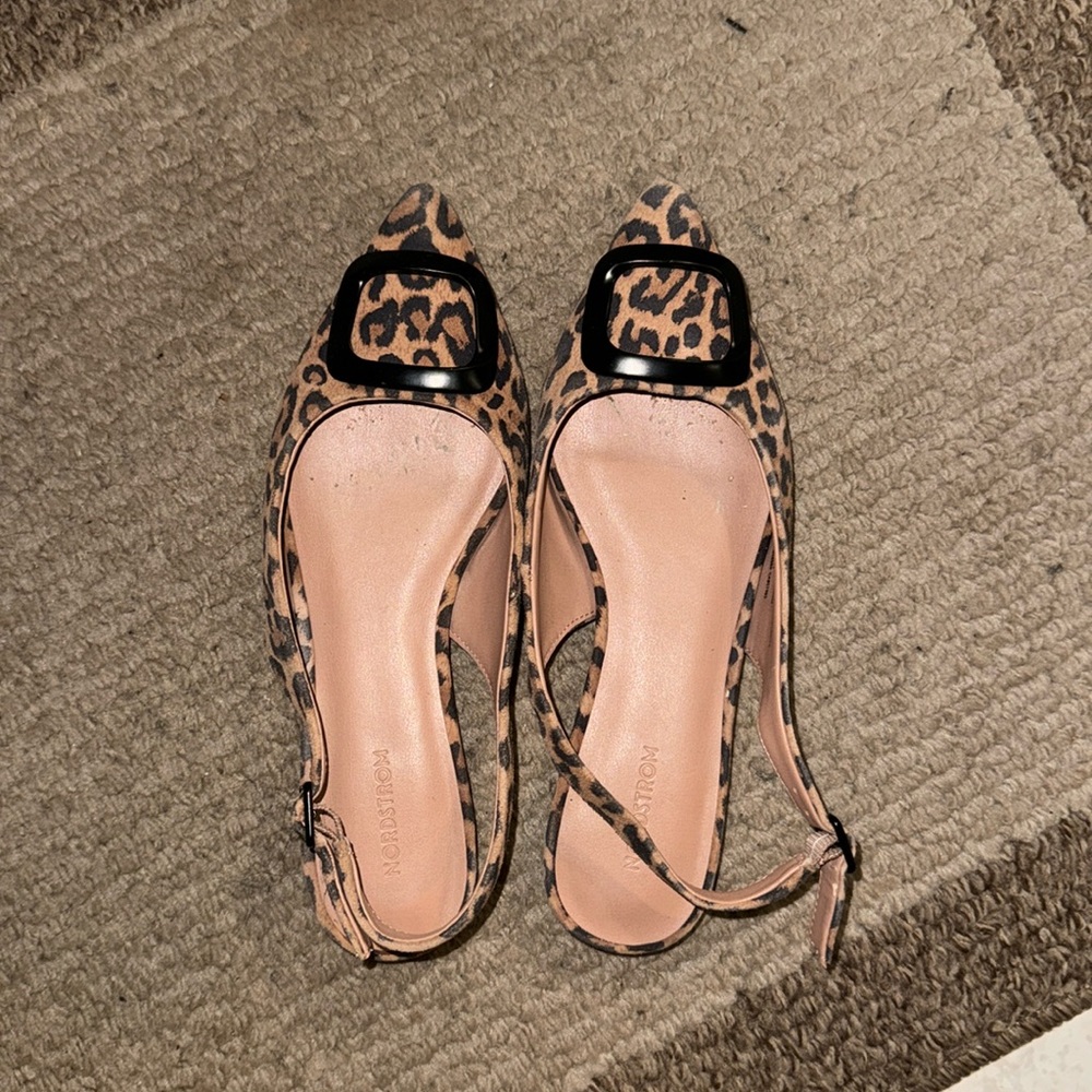 Cheetah print sling back flats
